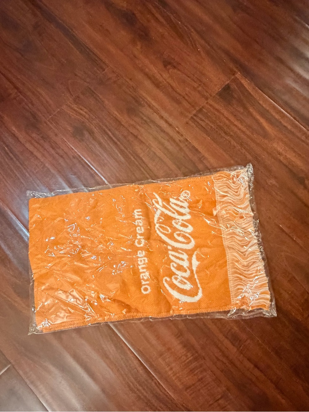 Coca Cola orange cream scarf NEW